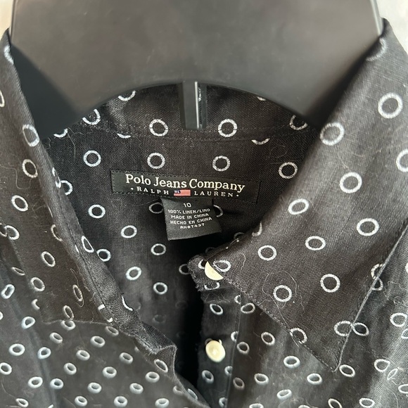 Polo Jeans Co Ralph Lauren Sleeveless Dress Black Button Front Drop Waist Sz 10 - Picture 2 of 3